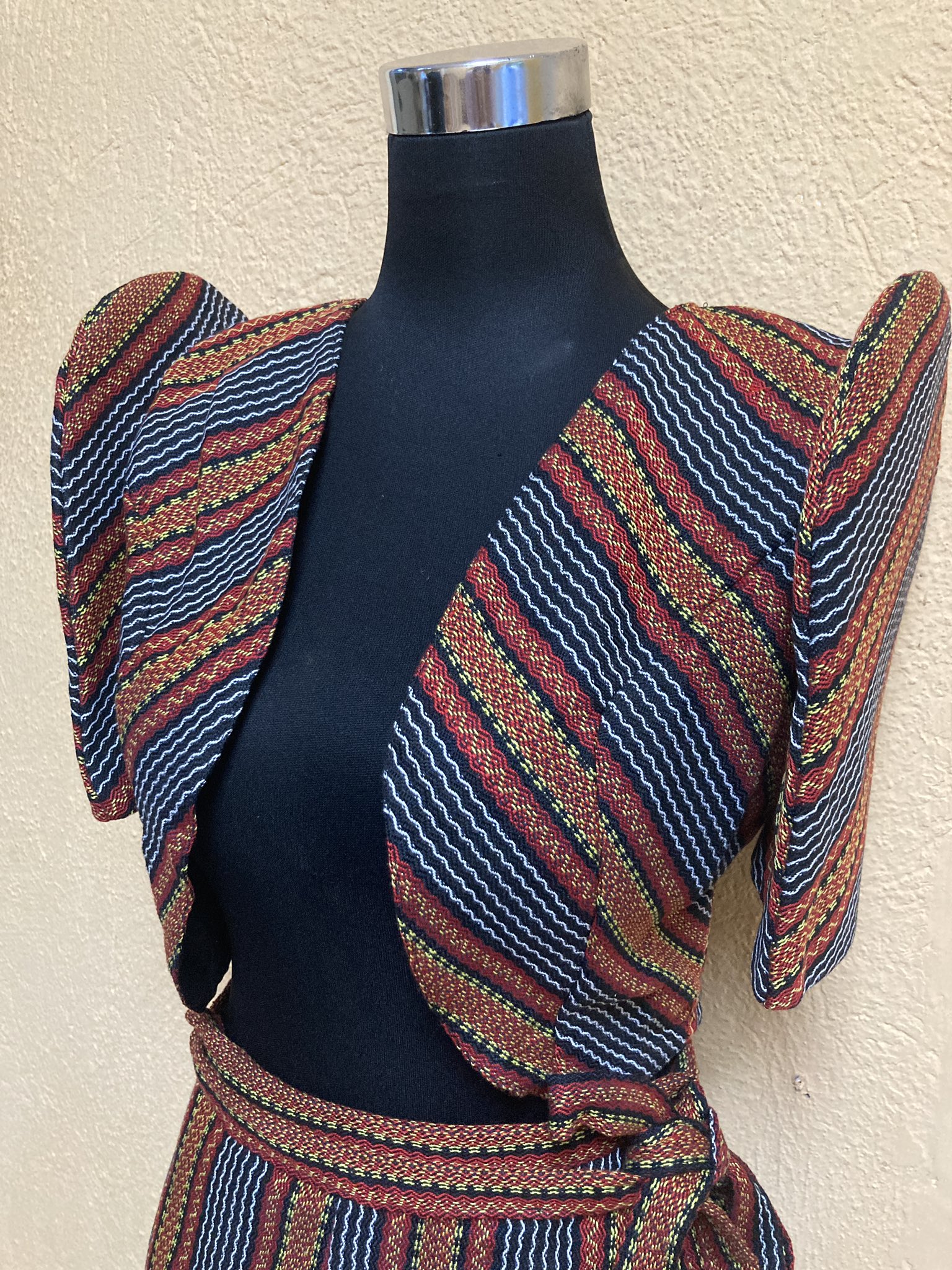 balik batik on X Filipiniana bolero and wrap skirt set featuring handwoven fabric by Kalinga weavers it is embellished with beads This set is 100 handwoven SupportLocalPH WearLocalPH https t LQGxrD...