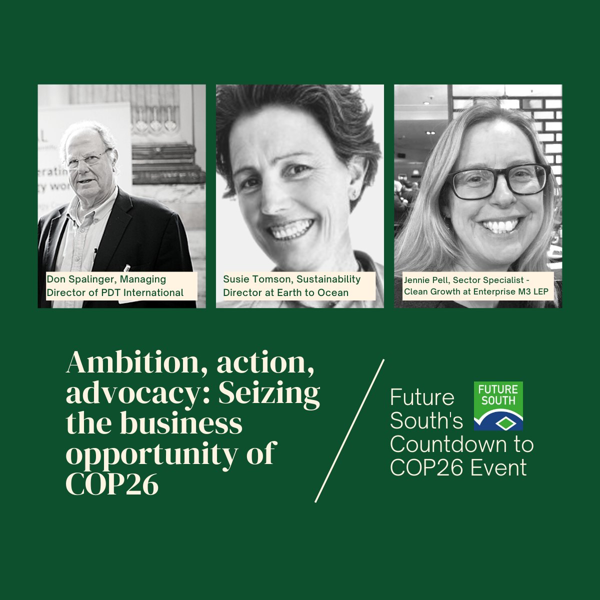 AND WE'RE LIVE 🚨

Tune into our live stream of the 'Future South Countdown to COP26' webinar: lnkd.in/eEqfZ55

Currently on is our panel discussing 'Ambition, action, advocacy: Seizing the business opportunity of COP26'!

#cop26 #climatechange #sustainability #zerocarbon