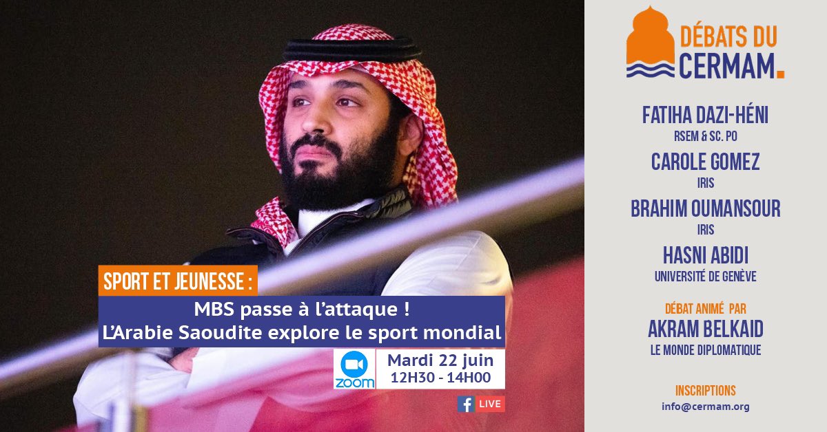 CermamInfo's tweet photo. « Sport et jeunesse: #MBS passe à l’attaque! L’#arabiesaoudite explore le sport mondial ». Après l’échec de @NUFC, le cas @OM_Officiel, @berlinest, @akrambelkaid @carole_gomez @OumansourB et @hasniabidi se pencherons sur la jeunesse, le sport et le @PIFSaudi :les atouts de #MBS👇 https://t.co/8oRB7dtLga