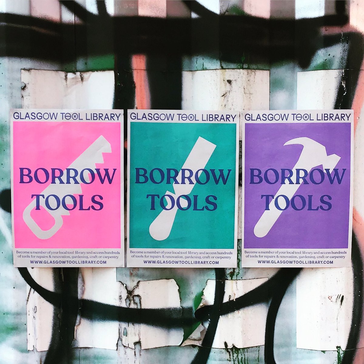 GLAtoollibrary's tweet photo. ๐ BORROW TOOLS๐
New posters ๐ซ keep a look out ๐ for these going up around Glasgow
Thanks to Sundayโs Print Service for the printing
#borrowtools #toollibrary #glasgow #tools #sharingeconomy #circulareconomy #reuse https://t.co/G7SpoG6ruo