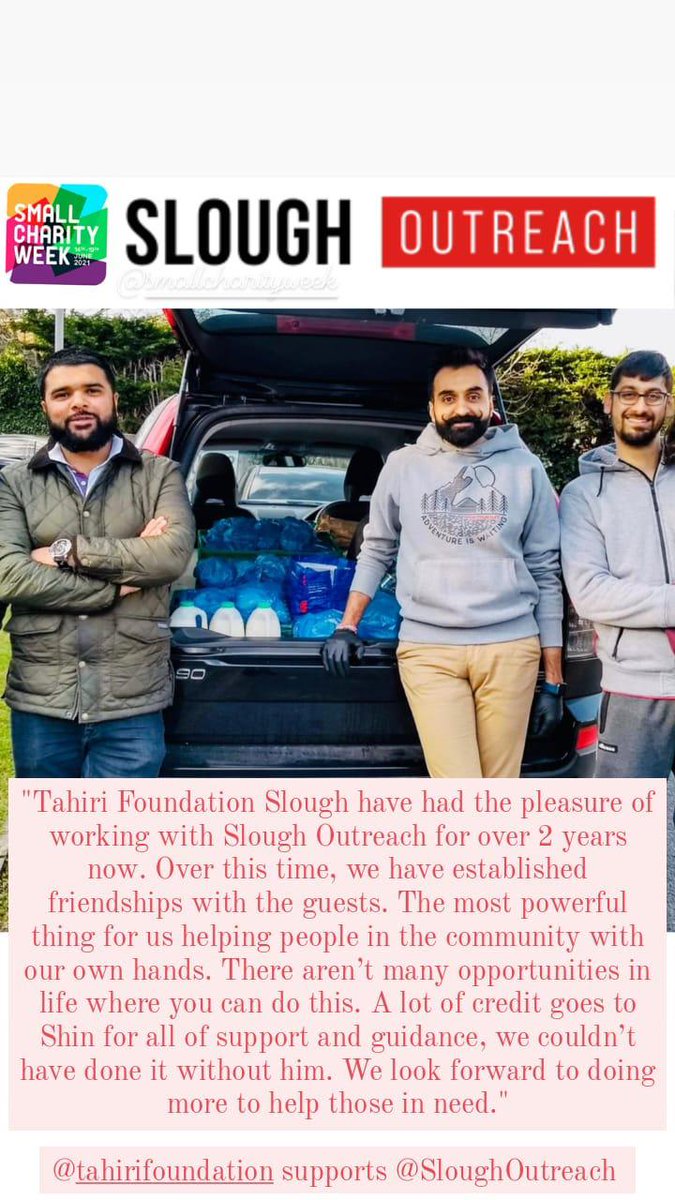 #SmallCharityWeek <a href="/SloughOutreach/">Slough Outreach💙</a>

#welovesmallcharities 💙
<a href="/TahiriFoundtn/">Tahiri Foundation</a>
#workingtogether 
#MonthofCommunity
#OneSlough
#SloughOutreach #HopeOnTheStreet
#SmallCharityWeek #BetterTogether @SCWeek2021 <a href="/sccoalition/">Small Charities Coalition</a> <a href="/sloughcvs/">Slough CVS</a>
<a href="/OneSlough/">OneSlough</a> #CaringForThoseInNeed✨💖