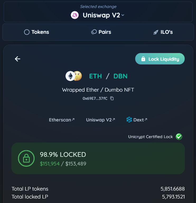 dumbo_nft's tweet photo. Currently, we've locked tokens and LP to help people feel safe when trading.

WETH/DBN: https://t.co/xdVv6cF9gs
USDT/DBN: https://t.co/9TU2wItd8a
🚀🚀🚀
#DumboNFT #Crypto #Nft #Nftart #Eth #Btc #Uniswap #UniswapV2 https://t.co/gn1qTowP6I