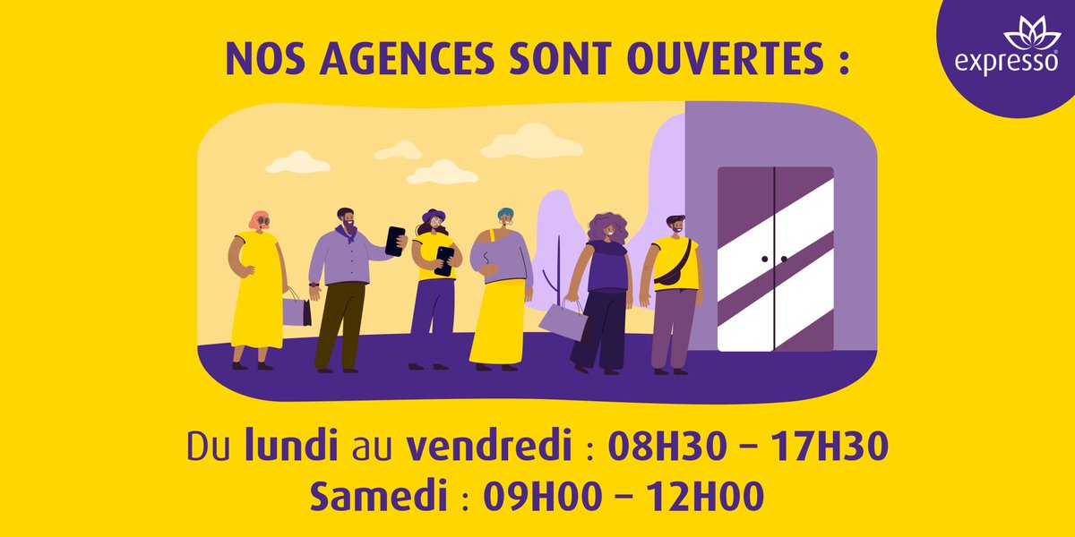 expressosenegal's tweet photo. Vous voulez passer à une de nos agences ?
Elles sont ouvertes du lundi au vendredi de 08H30 à 17H30 et les samedis de 09H à 12H.
#expressosenegal #expresslearning #agenceexpresso https://t.co/kiP4EmYaJ2