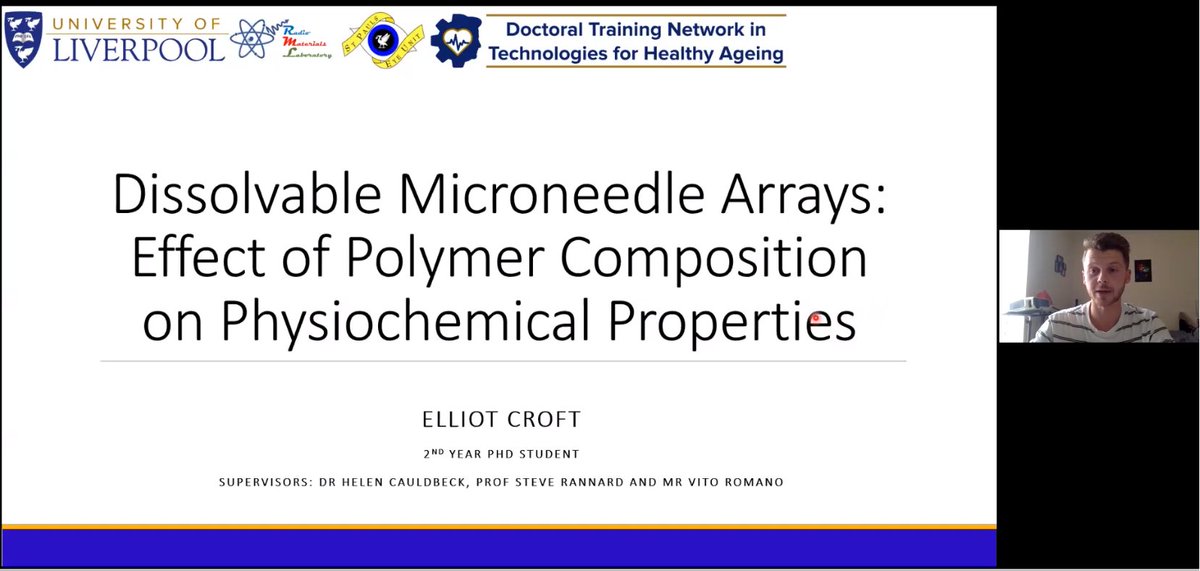 Not long to go until <a href="/ElliotCroft3/">Elliot Croft</a> presents his work on 'Dissolving Microneedle Arrays: Effect of Polymer Composition on Physiochemical Properties' at 
the <a href="/UKSBiomaterials/">UKSB</a> &amp; <a href="/EPSRC/">Engineering and Physical Sciences Research Council</a> CDT conference! 

#futureleadersinregenmed