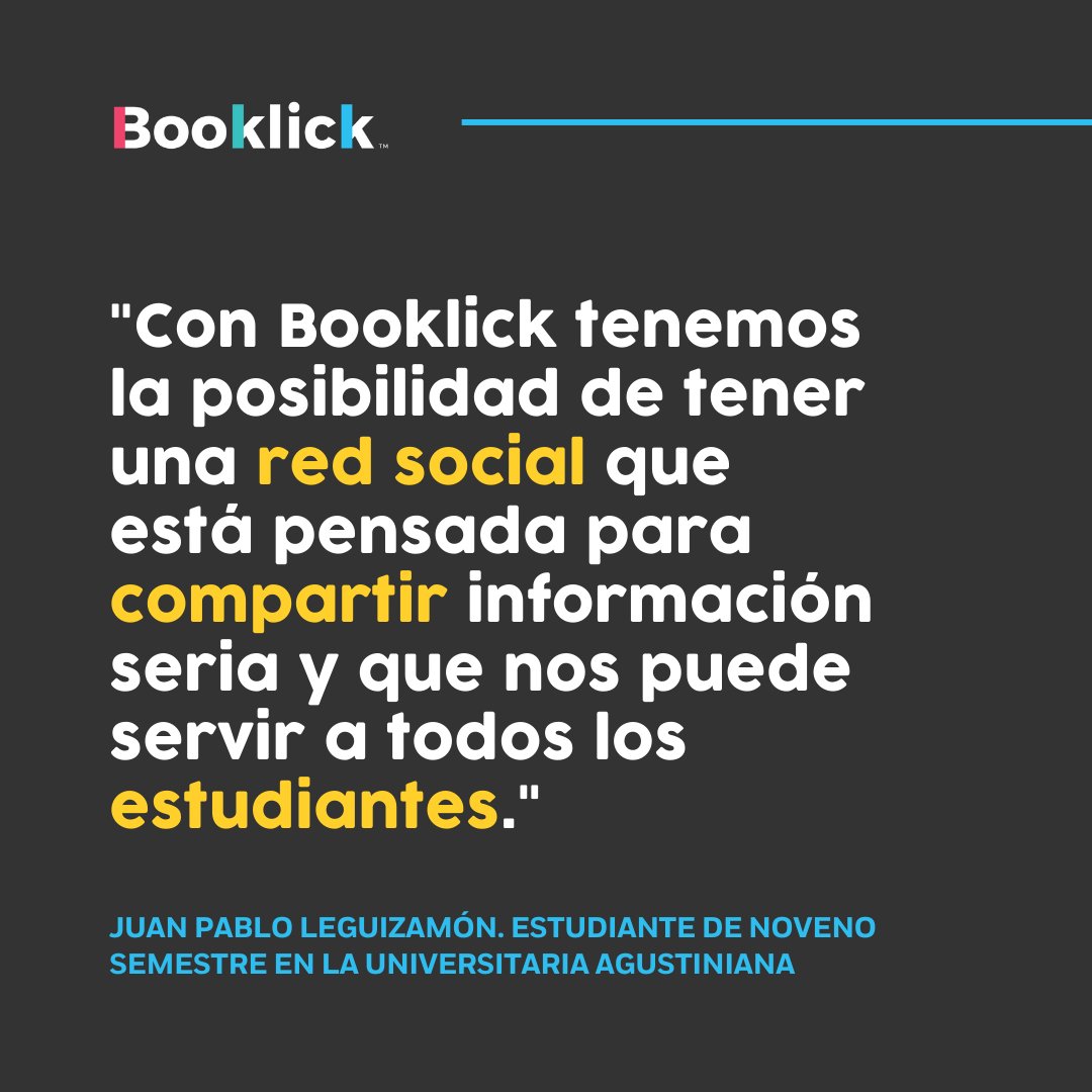 DataBotTech's tweet photo. ¿Todavía no conoces @Booklickoficial ? La #red social de las universidades. Los #estudiantes que disfrutan de #Booklick están incrementando sus conocimientos alrededor de su comunidad y las recomendaciones.
Adáptate y únete a la transformación digital de la #universidad. https://t.co/tlnmyDFTzi