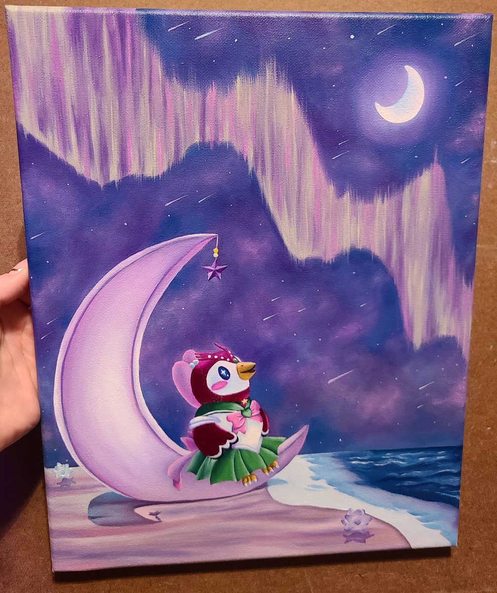 Celeste as Sailor Jupiter in my latest commission from the amazing @joyfuljupiter 💜 my favorite Twitch streamer and good friend 🌙💜🎨 #oiloncanvas #painting #paintingcommission #AnimalCrossingNewHorizons #SailorMoon