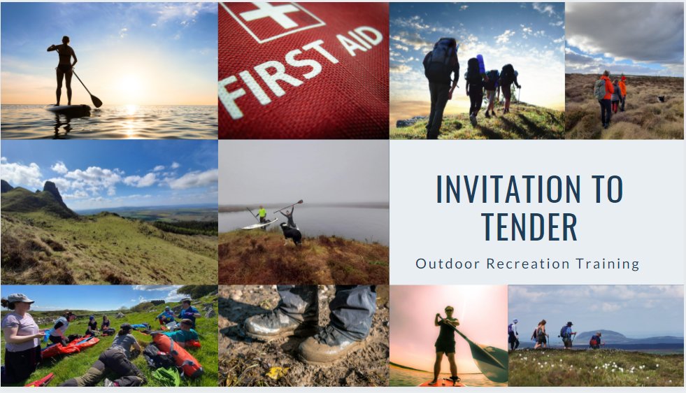 We are seeking a provider of the following outdoor recreation training:

Lowland, Hill and moorland, and Mountain leader training
Paddleboard instructor
First Aid (REC2) training

Tender Submission closes 20th July 2021 at 5.00pm

Fore more info 👉 bit.ly/2UhNIcl