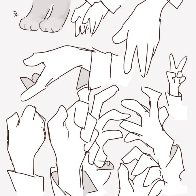 おてて、ぐちゃぐちゃだけど最近ようやく描けるようになってきた気がする… 