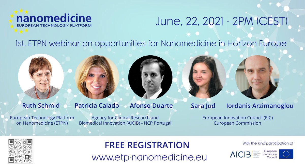 etpnanomedicine's tweet photo. #HorizonEurope opens a new era for #Nanomedicine &amp; #HealthTech! REGISTER today for the ETPN public webinar on June 22: https://t.co/eDE9KYyYwR
Join us, learn more about the next opportunities in Cluster #Health &amp; get support from the #EUeic! 
#innovation #Europe #HorizonEU https://t.co/AwpePx7cFc