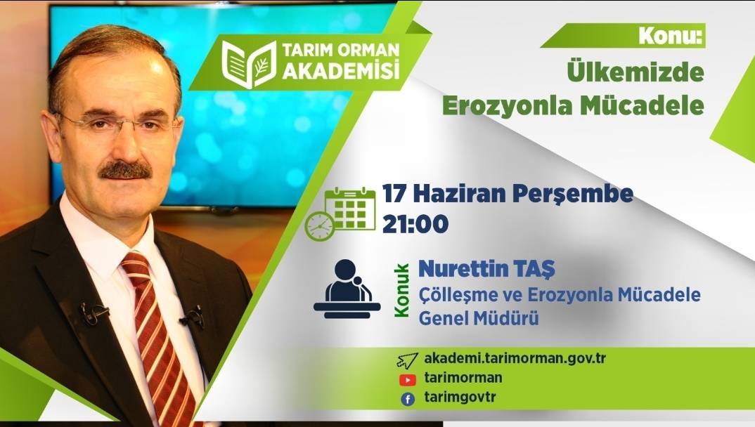 TORakademi's tweet photo. #tarimormanakademisi online seminerlerinde bu akşam konuğumuz Çölleşme ve Erozyonla Mücadele Genel Müdürü Nurettin Taş . #Erozyon İle Mücadele konusuyla sizlerle. 

https://t.co/sS5BddndIg https://t.co/kgPsGD65dH