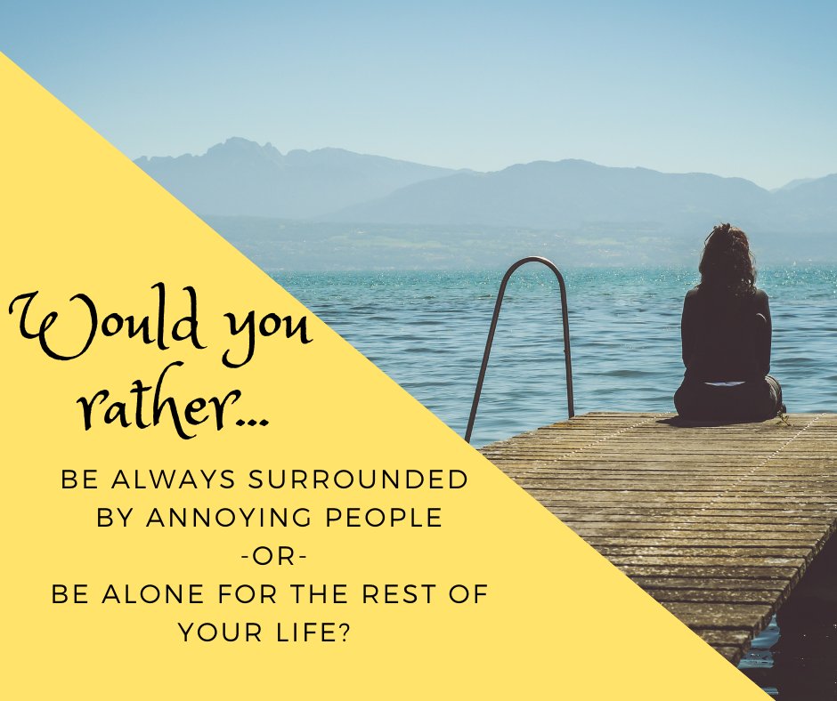StuCrewFun's tweet photo. The introvert in me feels like I could be alone, but I think I'd choose to be surrounded by annoying people. How about you? 
#funny #letsplay #thursdaymorning #thursdaythoughts #Thursdayvibes https://t.co/SFOBq2aMD1