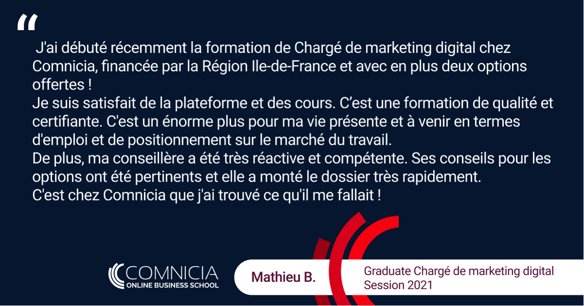 💬#Témoignage
Comme de nombreux apprenants #Comnicia, Mathieu se forme gratuitement grâce au partenariat avec la région <a href="/iledefrance/">Région Île-de-France</a>
Il apprend un métier d’avenir dans le digital, à son rythme.
✅ 100 % en ligne
✅ Éligible #CPF et Pôle emploi
✅ BAC+2
👉 bit.ly/34Z4vmr