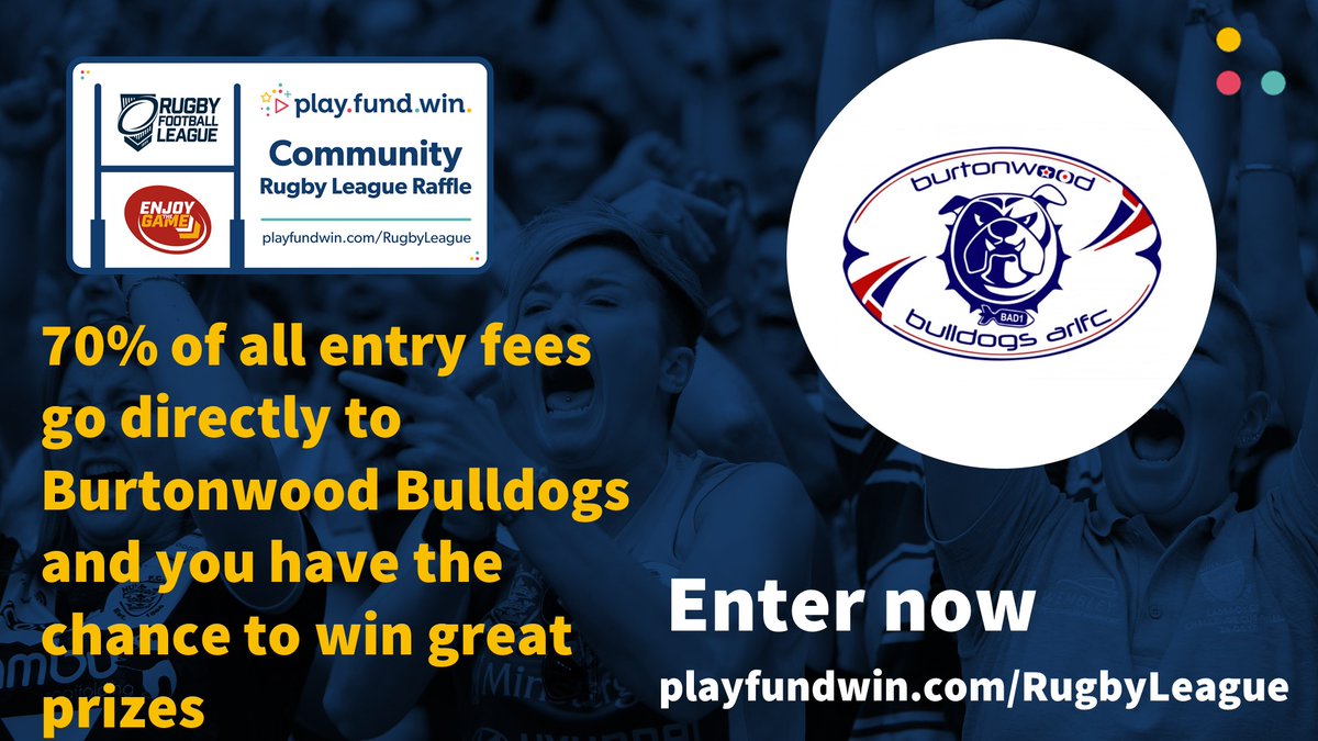 We’re raising money through the <a href="/PlayFundWin/">Play Fund Win</a> @RugbyFootballLeague Community Raffle.

70% of all entry fees go directly to us &amp; you have the chance to win great prizes.

Enter the draw &amp; support us by clicking on our name here: bit.ly/pfwrl

#PlayFundWin #UpTheDoggies