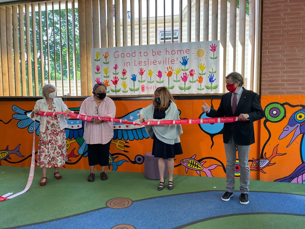 Today, we marked the re-opening of the <a href="/RedDoorFamilySh/">Red Door Family Shelter</a> in Leslieville - the first condo in Toronto to incorporate a shelter into a private residential development.

With this project, families can find a safe place for refuge and supports to heal and build a brighter future.