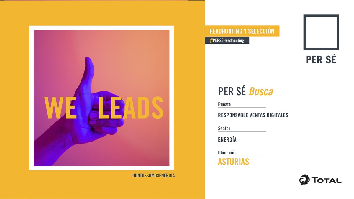 #PERSÉHeadhunting

¡Buscamos Responsable de Ventas Digitales!

¿Tienes pasión por la innovación, la tecnología y la analítica de marketing digital?

¡Te esperamos!

👉 bit.ly/3o5bGCh

#RRHH #Selección #Talento #Consultoria #JuntosSomosEnergía