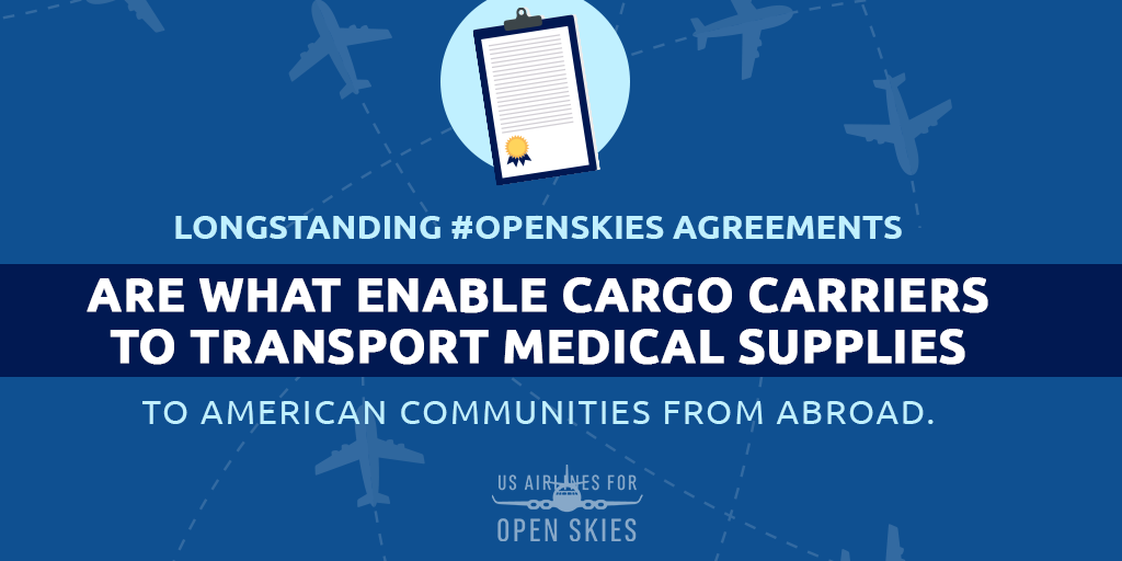 USA4OS's tweet photo. Longstanding #OpenSkies agreements are what enable cargo carriers to transport medical supplies to American communities from abroad. Learn more: https://t.co/knytEpjpEw https://t.co/6eSUduzdpP