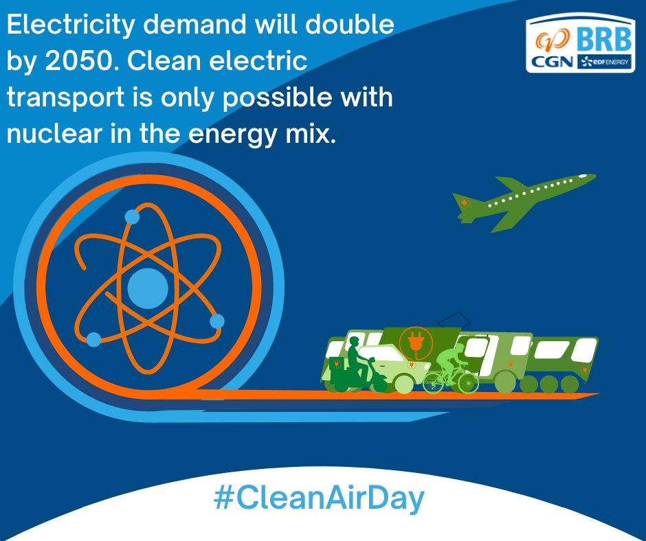 CGNBradwellB's tweet photo. Poor air quality from fossil fuel-burning transport is one of the biggest causes of death and illness in the UK. Nuclear-generated electricity is clean and helps create conditions for clean green electric transportation. Read more https://t.co/Tg9gtJ2UPG 
#CleanAirDay2021 https://t.co/42DmL4Gt5V