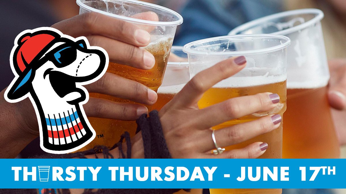 GoSockPuppets's tweet photo. TONIGHT! It’s Thirsty Thursday— come enjoy a beautiful night at the ballpark with dollar drafts! #SockinglyFun https://t.co/KrDzNoETjM