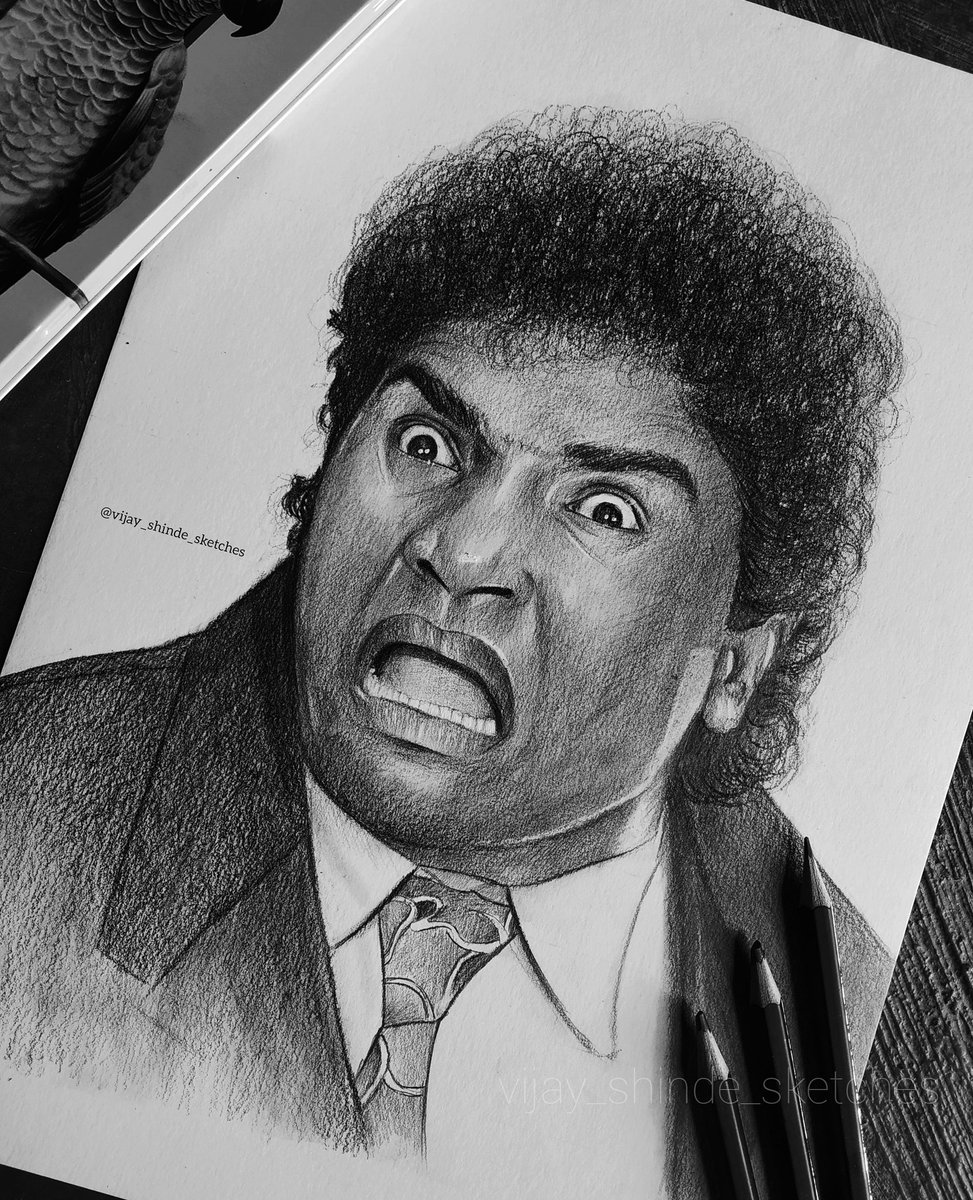 King of comedy 😍👑
<a href="/iamjohnylever/">Johny Lever</a>
..... 
Sketch on A4 size
. 
How's it? 
Let me know in comment section 😃
. 
Give some feedback ❤@vijay_shinde_sketches