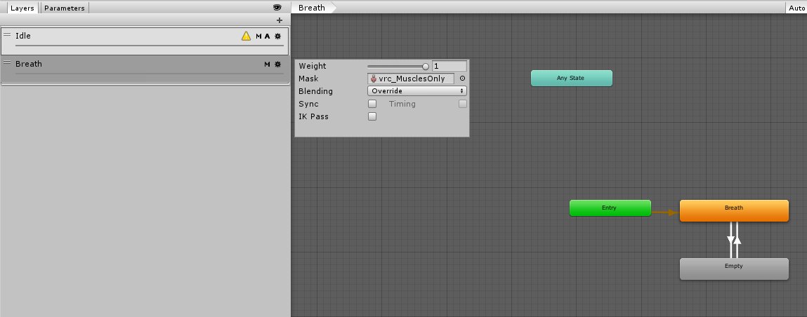 オノッチ ちなみに呼吸モーションはフルートさんが昔つくった呼吸スクリプトをunity上で再生しつつ T Co G6jwwruqgb それをizmさんのeasymotionrecorderでhumanoidアニメーションとして記録してつくるという力技 T Co Zt50ilcn2q