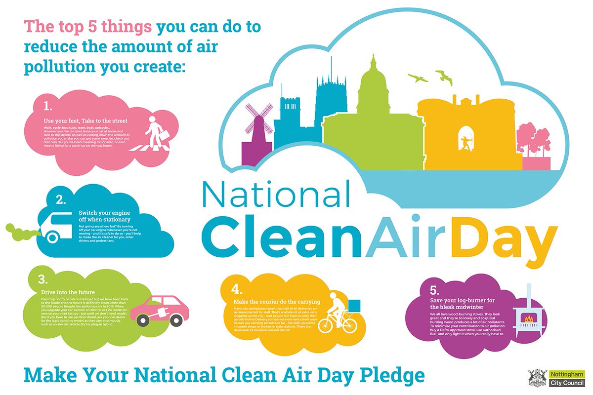 It's #CleanAirDay! We love this @cleanairdayuk @MyNottingham infographic - some really simple ways we can improve air quality for everyone + the planet: