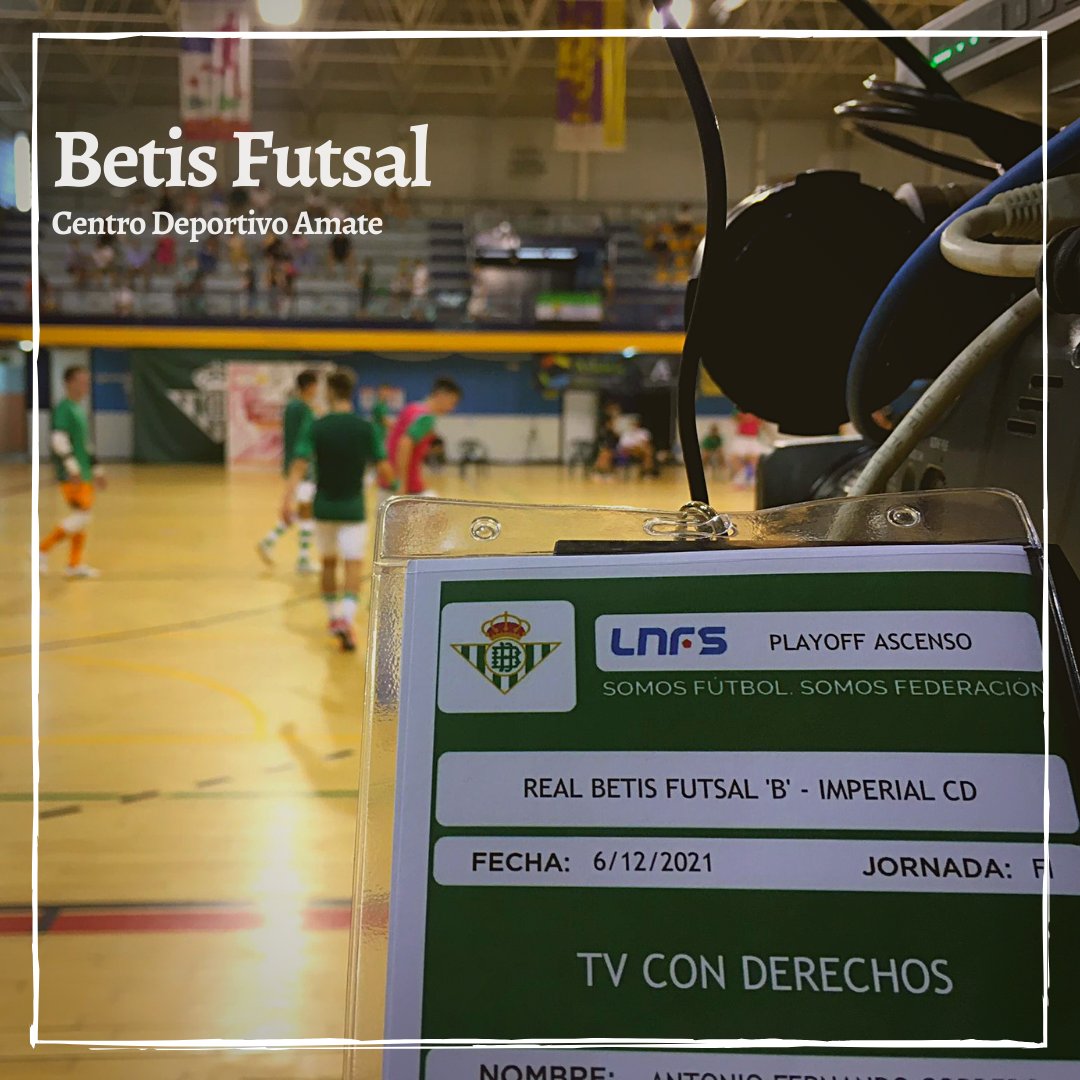 Imagen del #directo del pasado sábado durante el partido para <a href="/RTVBetis/">Real Betis RTV</a>.

Real Betis Futsal B 🆚 <a href="/ImperialClubDe1/">IMPERIAL MURCIA FUTSAL</a>
🏟 Centro Deportivo Amate

Cinco goles que valieron al #equipoverdeyblanco un ascenso a Segunda ¡¡Enhorabuena!!

#Elitevision 🎥
#Futbol ⚽️