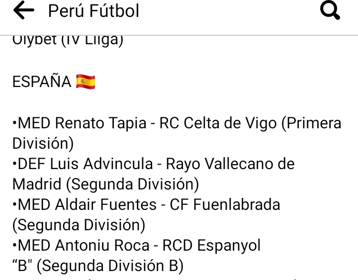 BrianPZ16's tweet photo. @VZaferson Victor, en una pagina de FB publicarin una lista de peruanos en el etranjero, y hay un jugador que se llama Antoniu Roca, del Español B, sabes si tiene algun parentesco con Marc Roca, jugador que tbn jugo en Espanyol y que juega ahora en Bayern? https://t.co/Z5H69xY7su