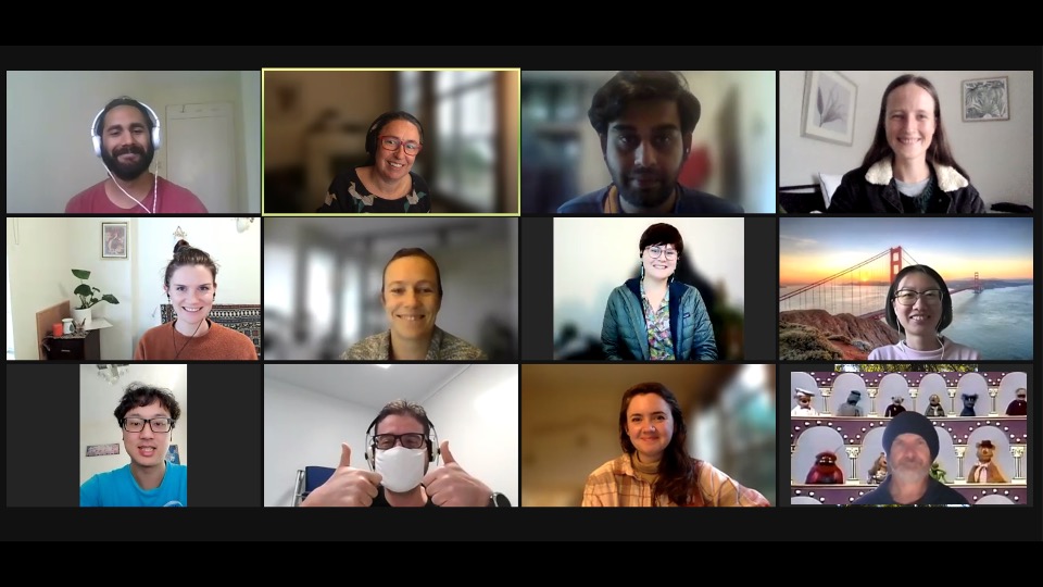 lab meeting of good news! <a href="/metal_mish/">Mishal Gudka</a> &amp; <a href="/bhavendu_joshi/">bhavendu joshi</a>  join us as PhD students, <a href="/jessarowland/">Dr. Jess Rowland</a> returns as postdoc &amp; DR <a href="/Calvinkflee12/">Calvin Lee</a> was just awarded his PhD! lots of celebrate, even though we are apart