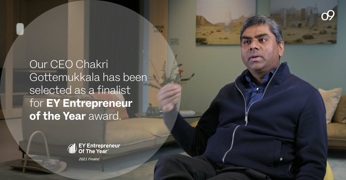o9solutions's tweet photo. 🎉 Our CEO, Chakri Gottemukkala, is named a finalist for the Entrepreneur Of The Year® 2021 Southwest Award!
@EY_EOY has short-listed Chakri for the Southwestern region's award recognizing entrepreneurs &amp; leaders of high-growth companies.
Read more: https://t.co/8xAQHfvK9Z
#EOY https://t.co/kOb4j0v7an