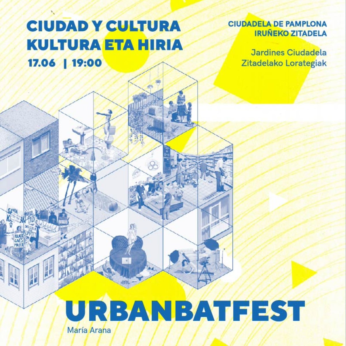 Hoy a las 19h en la Ciudadela de #Pamplona jornada para #RepensarlaPeriferia junto a <a href="/concentricofest/">Concéntrico</a>. Hablaremos sobre #URBANBATfest como espacio de investigación/acción periférico sobre las transformaciones urbanas.
¡Muchas gracias a <a href="/OREKARIestudio/">OREKARIestudio</a> por invitarnos!