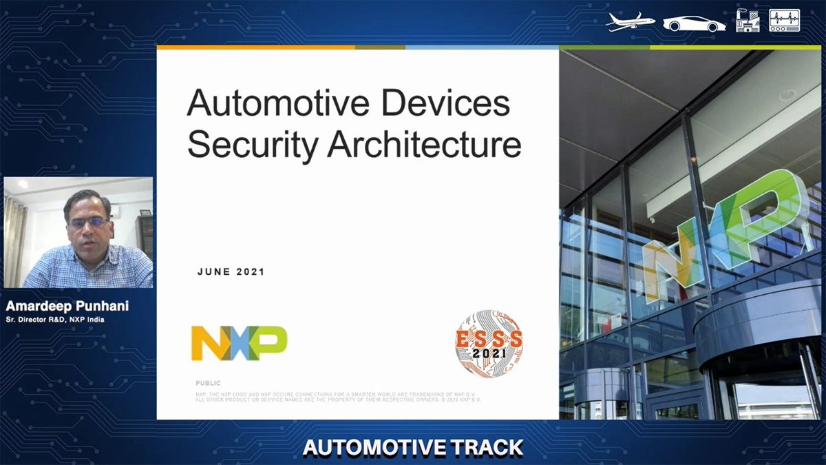 ESSSUMMIT's tweet photo. AUTOMOTIVE TRACK | Amardeep Punhani from @NXP Semiconductors is LIVE NOW talking about #Automotive Devices Security Architecture.
REGISTER - https://t.co/GZmgV2knTp
LOGIN - https://t.co/w7fKwwXyb2
#esss21virtual https://t.co/5EjYGYDNbX