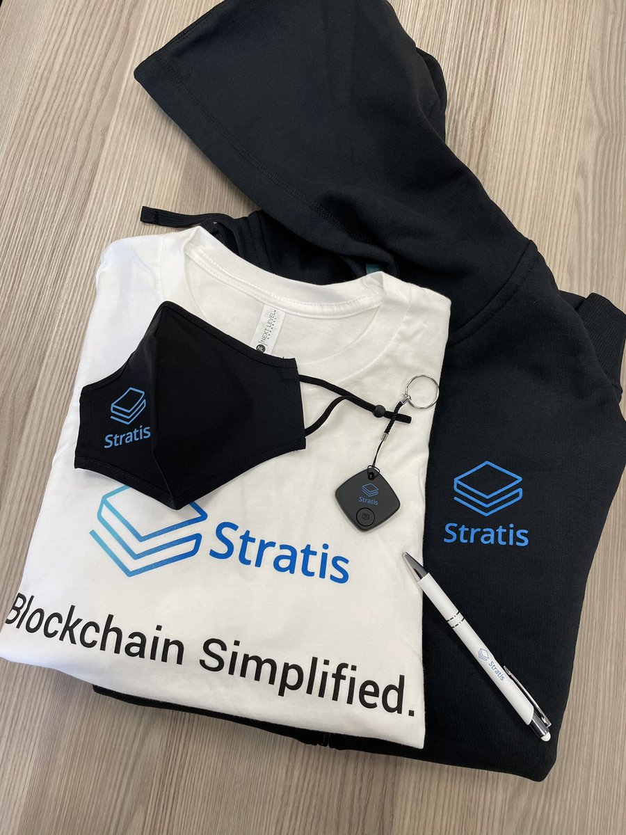 XertraPlatform's tweet image. The Stratis official merchandise is now here! 
To be the first to receive this limited edition merchandise just retweet and like this tweet 
We will pick 3 lucky winners next week
#blockchain #giveaway #stratis $STRAX