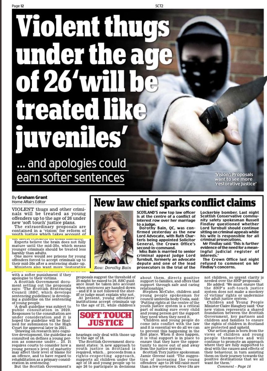Commit a violent crime and here in SNP Scotland you may be treated as a young offender until 26 years old, as your brain hasn’t fully matured, but we want to let you vote for us at 16.