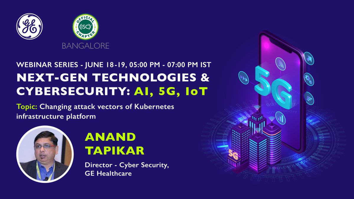 isc2blrchapter's tweet photo. Kubernetes &amp; containers are becoming de facto platform for next generation of cloud products. This session by Anand Tapikar from @GEHealthIndia will discuss various attack vectors and possible strategies, solutions for security.
Free to attend! Register: 
https://t.co/Kqtbcs228T https://t.co/Ld3AKW7ZlN