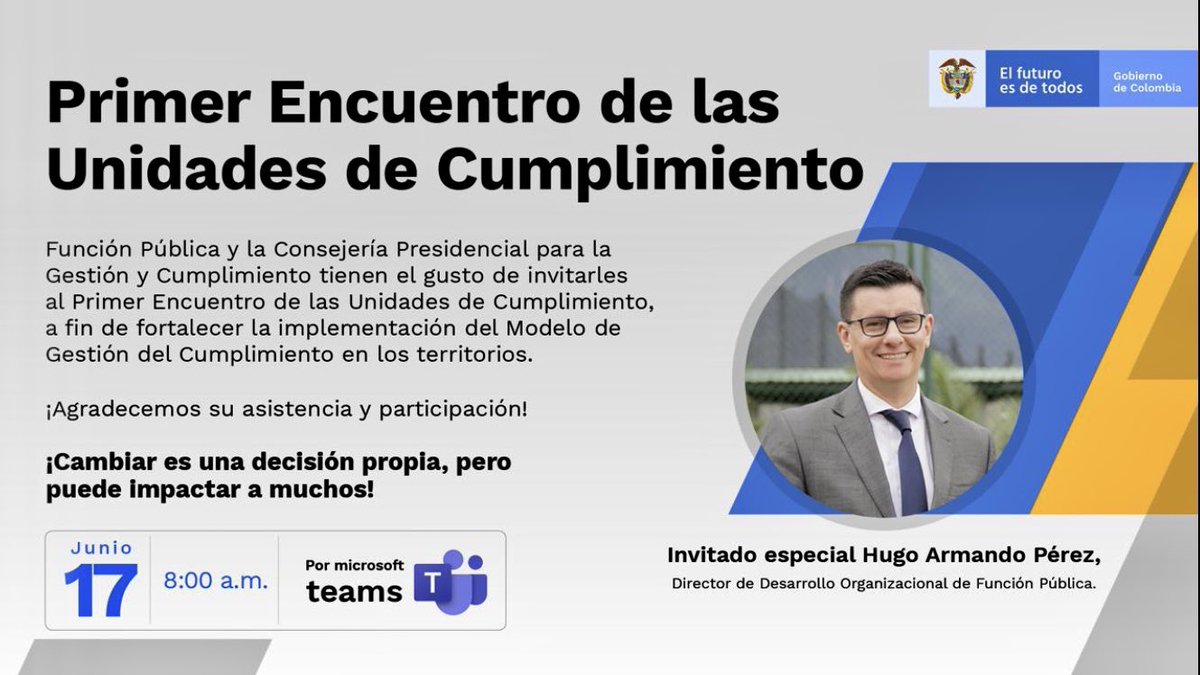 hugoaperezb's tweet photo. Impulsar #Unidades_cumplimiento o #delivery_unit en territorio, es una forma de contribuir a la #modernizacion_del_Estado. Una adecuada #gestion_del_cambio es clave para tener control sobre el proyecto y dar permanencia a su proceso de estabilización @ConsejeriaGC  @DAFP_COLOMBIA https://t.co/CFldRjnwRf