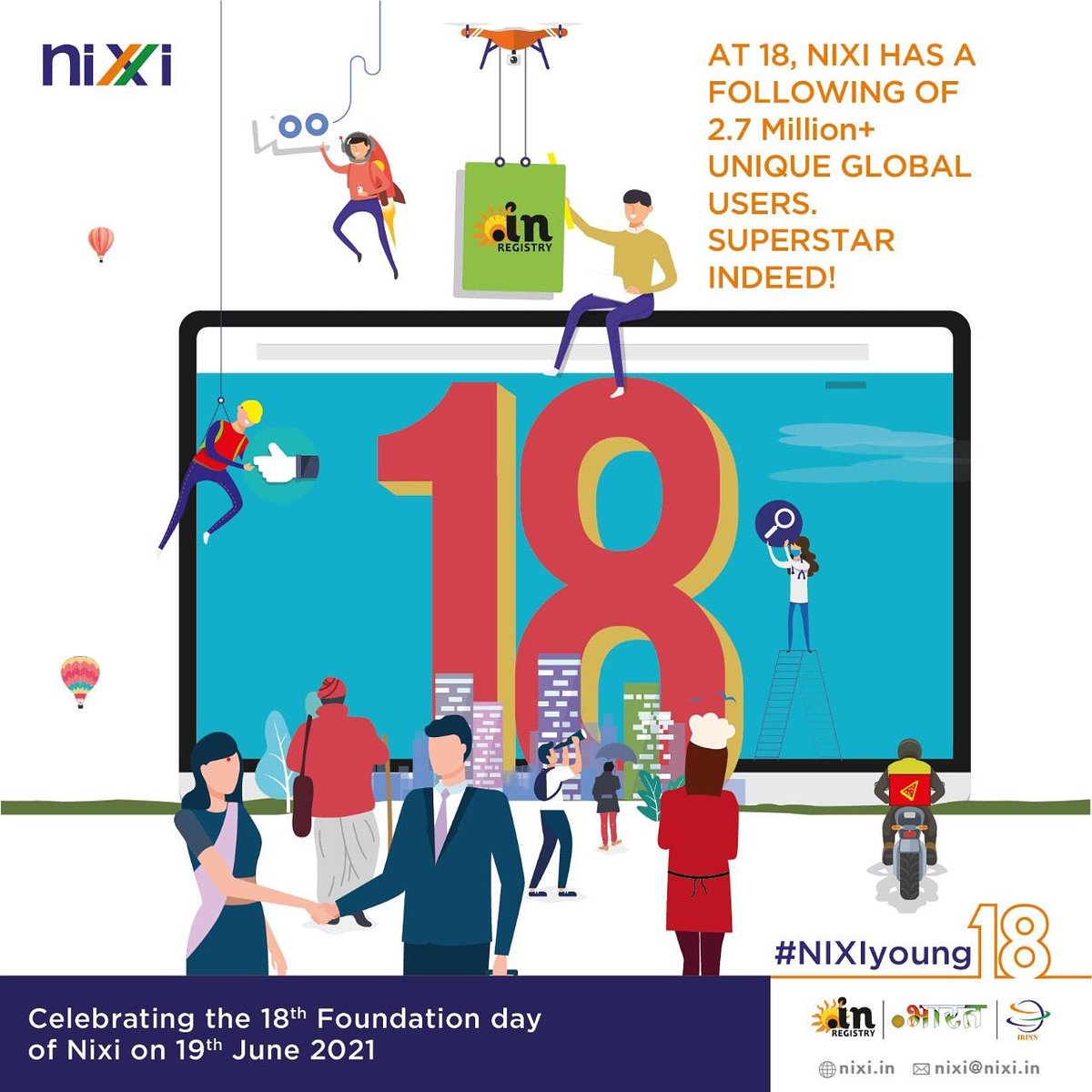 With 2.7 million + .IN domain registrations - NIXI is happy to have such a large family to celebrate with. #NIXIyoung18
https://t.co/4fU6LWjw9e
#business #celebration #dotin #growth #18years #leadership #success #goals #milestone #achievment #opportunity #entrepreneur https://t.co/iAty9rDePp