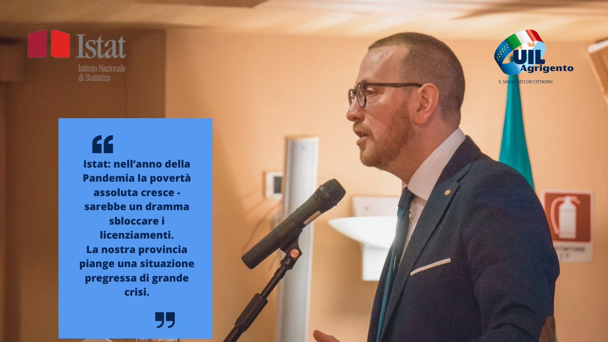 UilAgrigento's tweet photo. Nota Stampa:
Istat: nell’anno della Pandemia la povertà assoluta cresce - sarebbe un dramma sbloccare i licenziamenti.
La nostra provincia piange una situazione pregressa di grande crisi. https://t.co/ZdN6mrrRrj