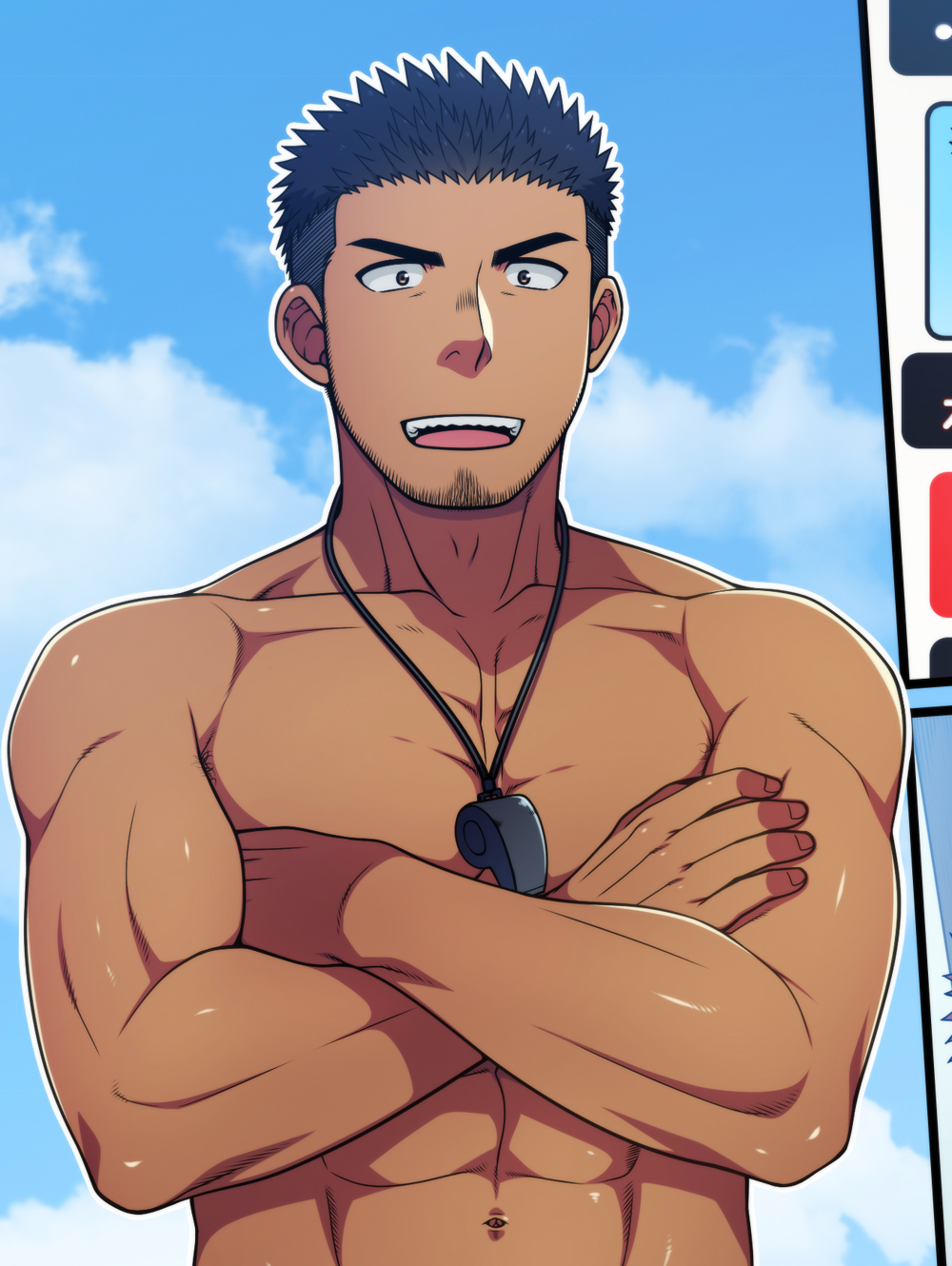 アクオチスキー先生♂ on X: RT @hikalunatique: 今回はモノクロ漫画の予定でしたが  最初の数ページは色を塗ってみようと思います。 コーチはこんな感じで褐色肌になりました。 t.coOTFvhaHeYv  X