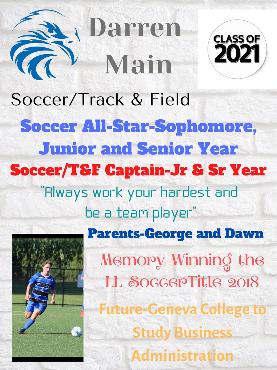 Cocalico Athletics on Twitter "Today we introduce Boys Soccer/Track & Field Captain Darren Main