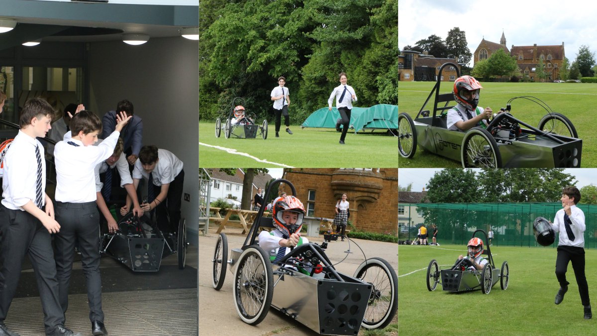 BloxhamSchool's tweet photo. On Monday @Bloxham_Exham pupils test drove their @greenpower_team Electric Car on Strawberry Terrace. This Broader Curriculum activity is possible thanks to sponsorship by @potenzatech. 
Find our more about the project, and access the full photo album: https://t.co/qlumOP0Zg6 https://t.co/xY2UQx23uN