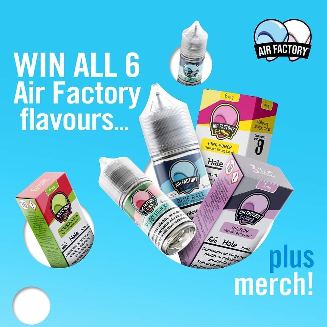 HaleVaping's tweet photo. Have a good Thursday ๐
Picking 1 lucky Hale Customer to win the Full range of
Air Factory liquid all you have to do is ๐ if you would like the full Air Factory range ๐
#Airfactory #Halevaping #Halegiveaway https://t.co/JRYhG9b1Dm