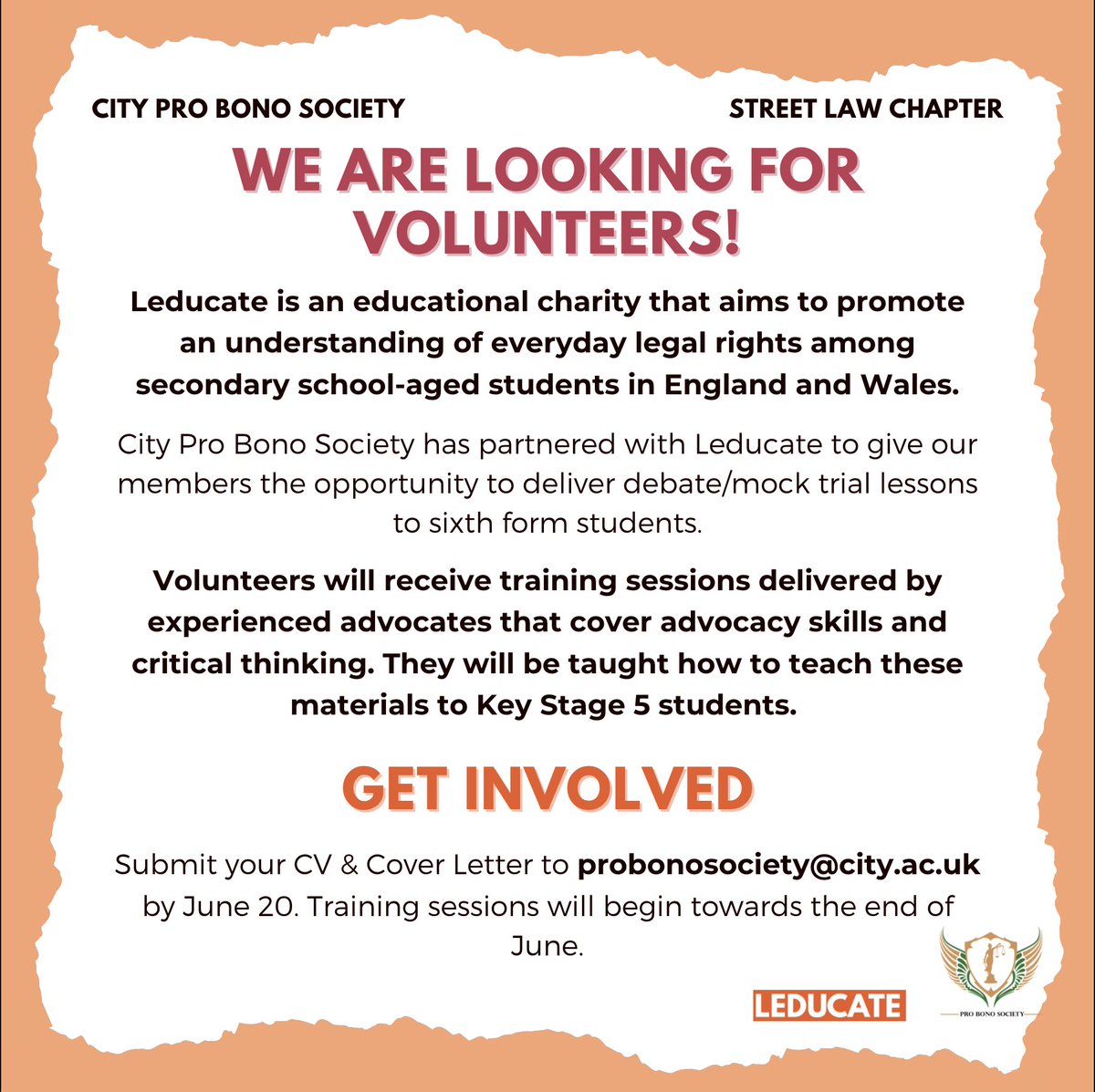 Fancy delivering training on debating/mock trials @ secondary school? Ace opp for <a href="/CityLawSchool/">The City Law School</a> students thanks to  @cityprobono &amp; <a href="/LeducateUK/">Leducate</a>. Leducate are amazing; see consent/relationships lesson developed w/  <a href="/lawbore/">Lawbore</a> &amp; <a href="/AdamDoughty1/">Adam Doughty</a> for <a href="/tldrgallery/">tldrgallery</a> tldr.legal/resource/the-l…
