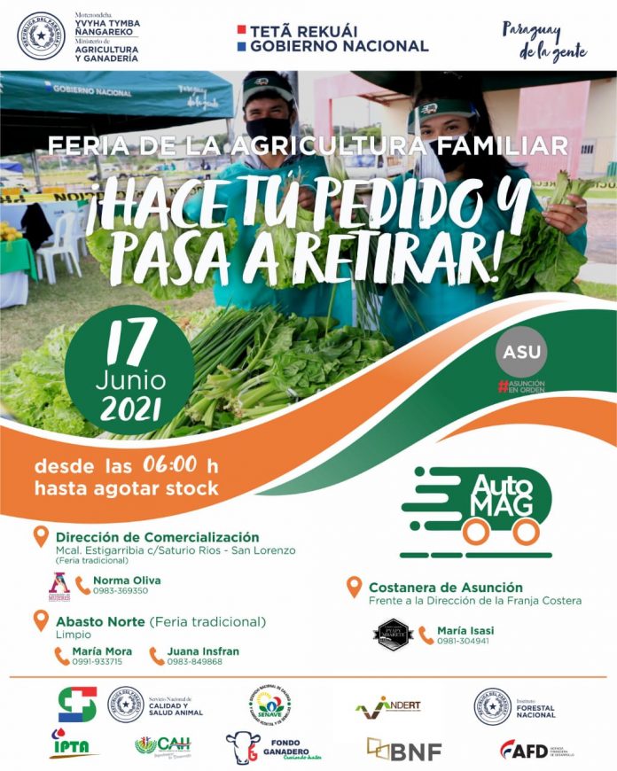 ParaguayTVHD's tweet photo. El @magparaguay  realiza este jueves tres ferias agropecuarias simultáneas en #Asunción, #Limpio y #SanLorenzo con la modalidad #AutoMAG «Hace tu pedido y pasá a retirar».

🔗https://t.co/FqA7gF0vw0 https://t.co/y6xSidMk71