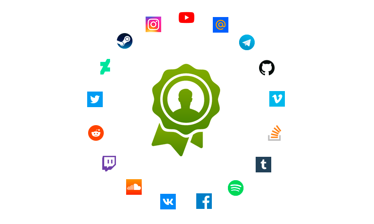 mynickname_com's tweet photo. Integration with social networks and services has been refactored, a number of new services have been added.
---
Полностью переделали привязку соцсетей и сервисов, добавили новые интеграции:
- Telegram
- Twitch
- Reddit
- Spotify
- DevianArt
- GitHub
- Stack Overflow
- Tumblr https://t.co/0PKCU4oTWX