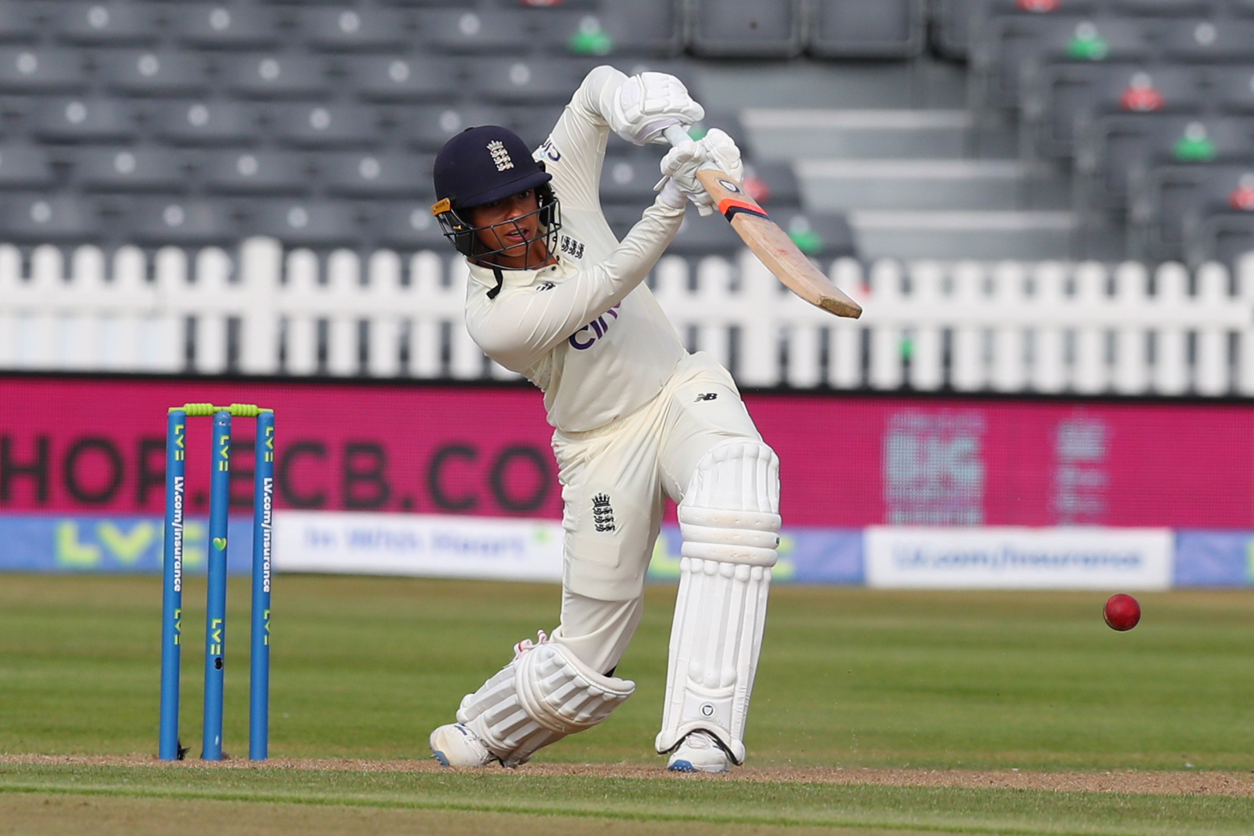 Sophia Dunkley becomes the 10th player to make a 50 on women's Test debut for England. PC: Getty Images