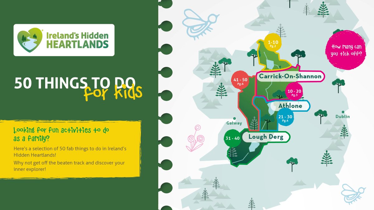 . @Failte_Ireland has created a new map showcasing ‘50 Things to Do in #IrelandsHiddenHeartlands for Kids’. Large printed maps for tourism businesses to distribute along with a digital version for use online is available: 👉bit.ly/3gG6Doz #TourismTogether @HeartlandsIRL