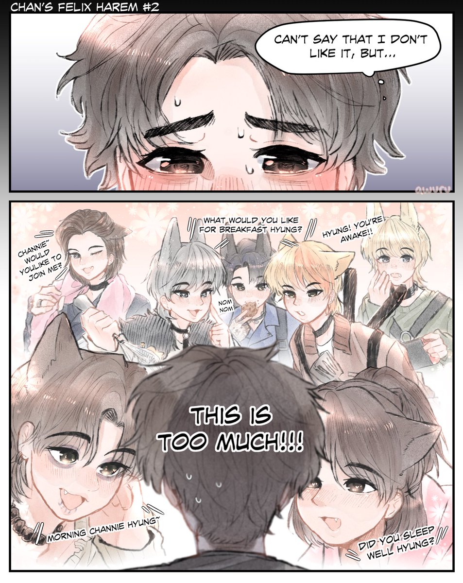 Page 2 of the `Chan's Felix Harem' AU!!

Be careful what you wish for…

#Straykidsfanart #chanlix 