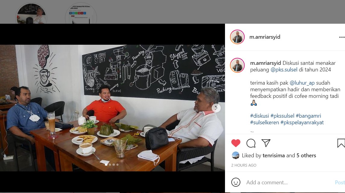 Pengamt Polpem, Andi Luhur Prianto <a href="/Luhur_is_Lulu/">Luhur A. Prianto ☀™</a> apresiasi gaya kepemimpinan Amri Arsyid, Ketua DPW PKS Sulsel. Menurutnya, Bang Amri terbuka dan egaliter. Tak sungkan menemui, meminta masukan n kritik dari tokoh publik untuk tingkatkan kiprah PKS sebagia partai pelayan rakyat.