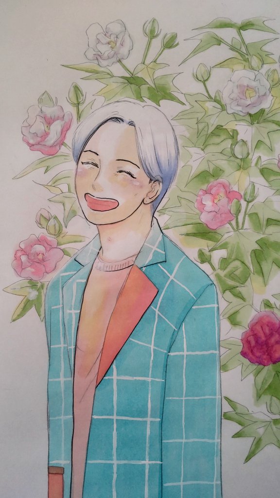 しんじくんと酔芙蓉 唐傘お化けのイラスト