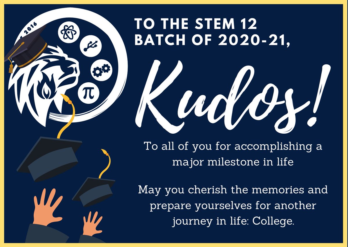 SBCASTEM's tweet photo. The STEM Government of 2020-21 would like to say:

We are so happy to share in the excitement of our strand's graduation day. We are very proud of each and everyone of you. May you pursue your dreams with passion and accomplish your future endeavors successfully. Consummatum Est. https://t.co/zNqDJoXpFM